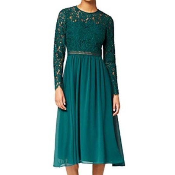 TRUTH & FABLE green Lace A-Line Cocktail Dress - Picture 1 of 8